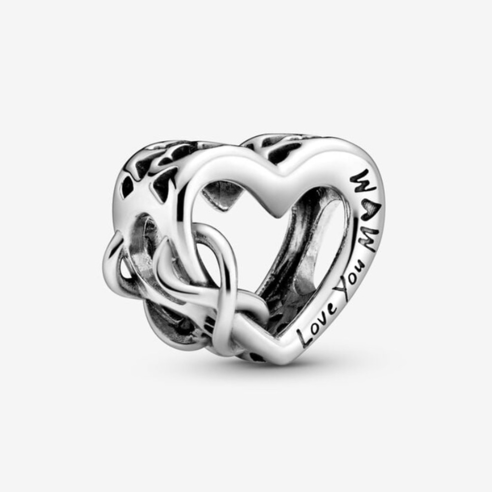 NWOT Love You Mum Infinity Heart Charm Jewelry Silver 925